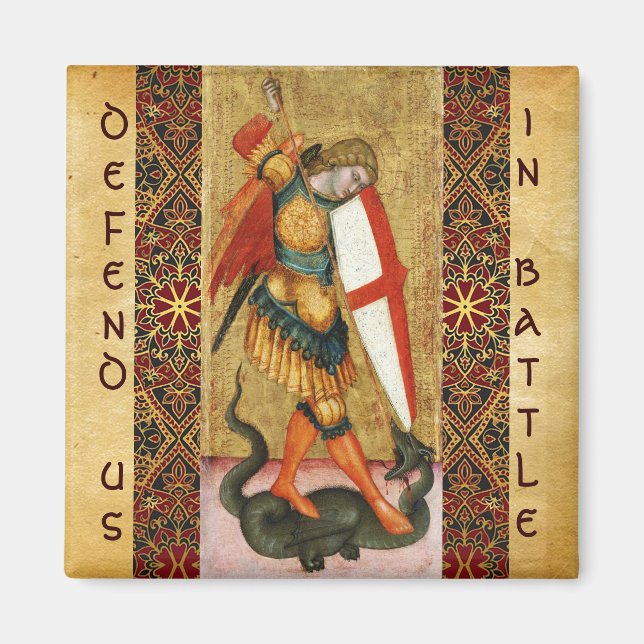 St. Michael Archangel and Dragon Sienese Magnet (Front)