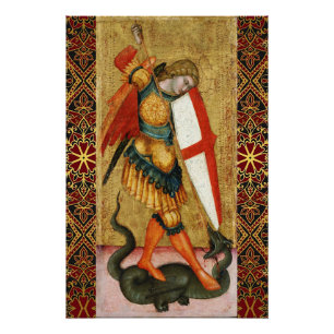 St. Michael Archangel and Dragon Sienese Poster