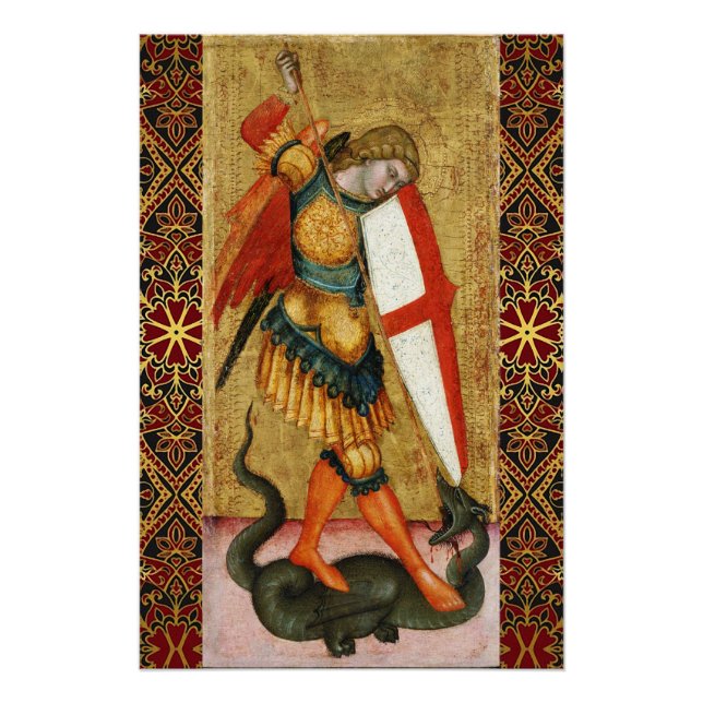 St. Michael Archangel and Dragon Sienese Poster (Front)