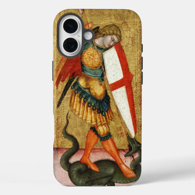 St. Michael Archangel and Dragon Sienese Prayer Case-Mate iPhone Case (Back)