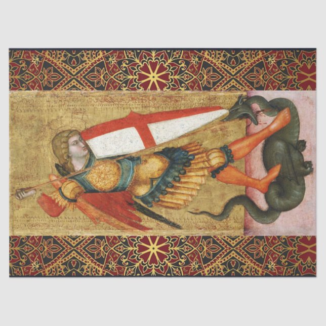 St. Michael Archangel and Dragon Sienese Tissue Paper (Front)
