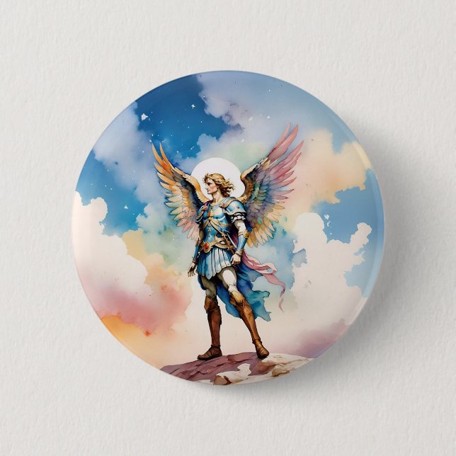 St Michael Archangel pin button (Front)