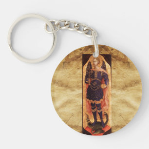 ST MICHAEL ARCHANGEL WITH DRAGON Prayer Parchment Key Ring