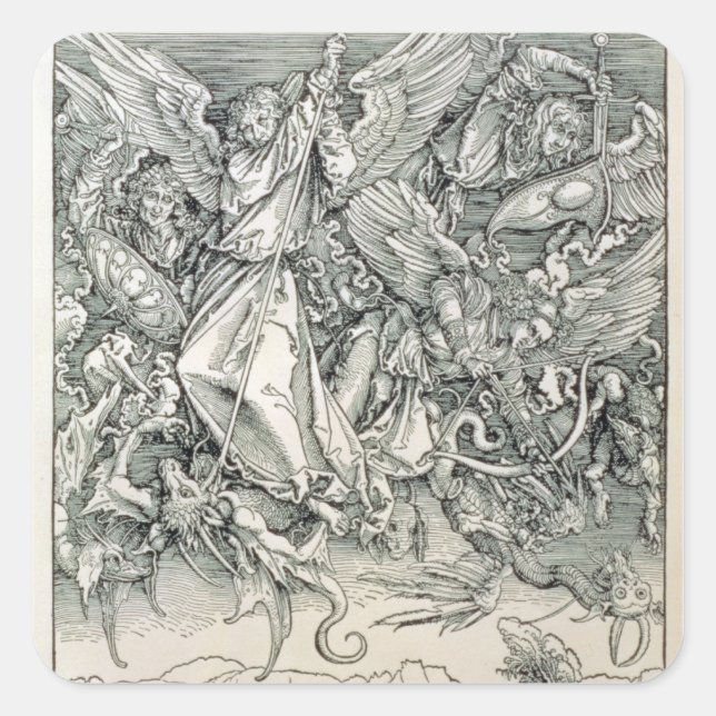 St. Michael Battling with the Dragon Square Sticker (Front)