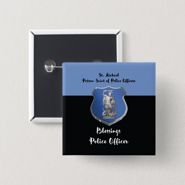 St. Michael Blessings to New Police Officer 15 Cm Square Badge (Front & Back)