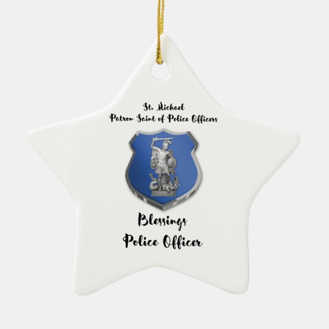 St. Michael Blessings to New Police Officer Ceramic Tree Decoration (Front)