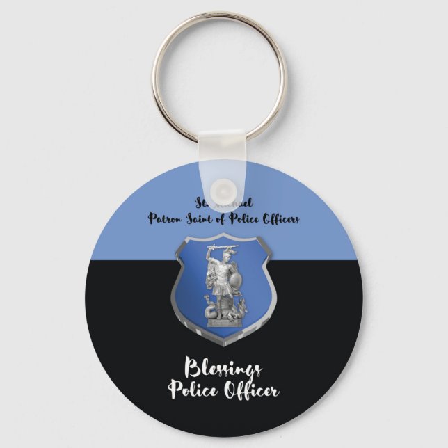 St. Michael Blessings to New Police Officer Key Ring (Front)
