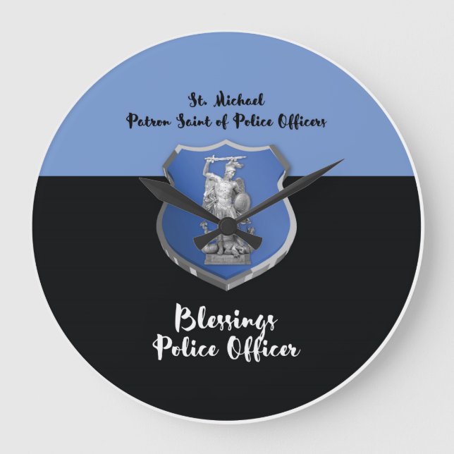 St. Michael Blessings to New Police Officer Large Clock (Front)