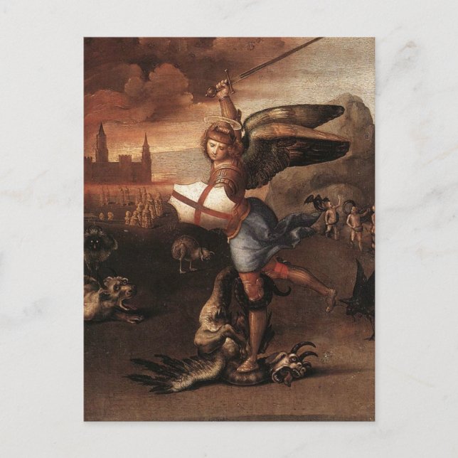 St. Michael by Raphael Postcard (Front)