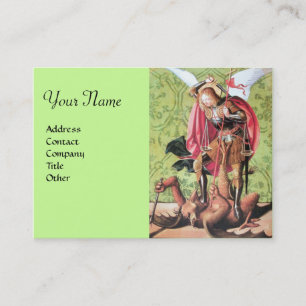 ST. MICHAEL ,DRAGON AND JUSTICE,green red brown Business Card
