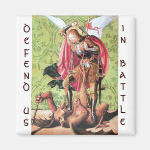 ST. MICHAEL,DRAGON AND JUSTICE,Green Red Brown Magnet