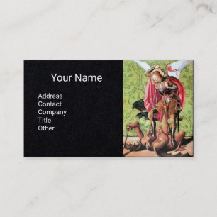 ST. MICHAEL ,DRAGON AND JUSTICE,Red Green Black Business Card