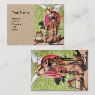 ST. MICHAEL ,DRAGON AND JUSTICE,Red Green Brown Business Card