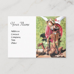 ST. MICHAEL ,DRAGON AND JUSTICE, Red Green White Business Card