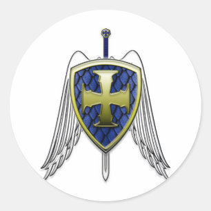 St Michael - Dragon Scale Shield Classic Round Sticker