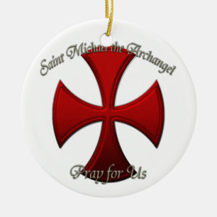 St Michael - Iron Cross Ceramic Tree Decoration