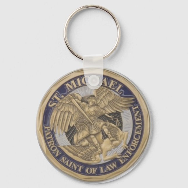 St MICHAEL PATRON SAINT OF LAW ENFORCEMENT Key Ring (Front)