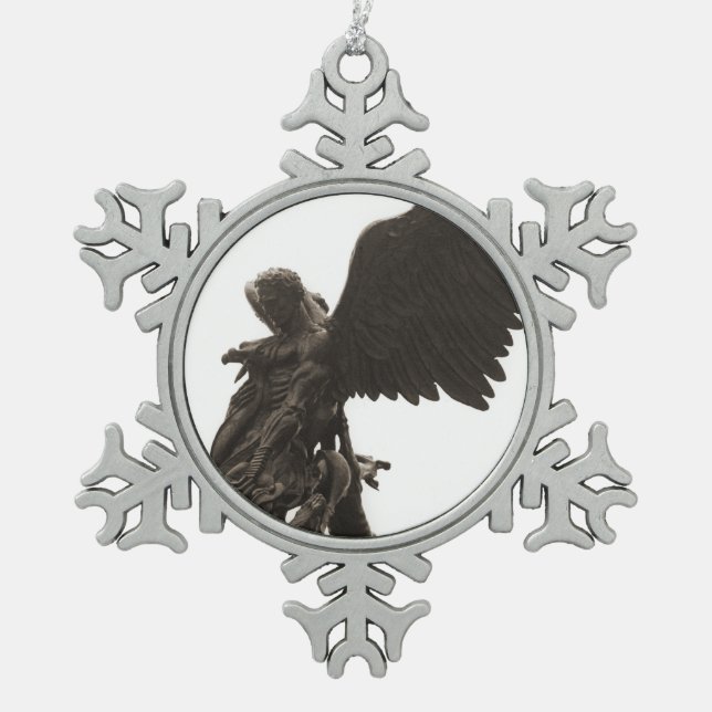 St. Michael Pewter Onrament Snowflake Pewter Christmas Ornament (Front)
