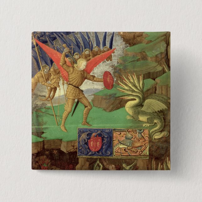 St. Michael Slaying the Dragon 15 Cm Square Badge (Front)