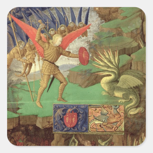 St. Michael Slaying the Dragon Square Sticker (Front)