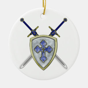 St Michael - Swords and Shield Ceramic Tree Decoration