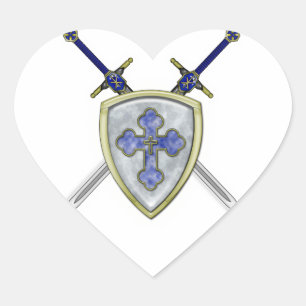 St Michael - Swords and Shield Heart Sticker