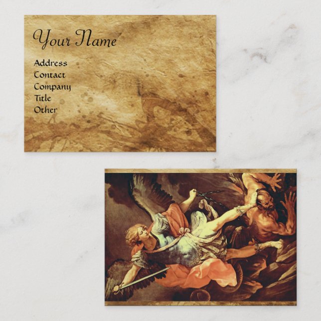 St. Michael the Archangel Antique Parchment Business Card (Front/Back)