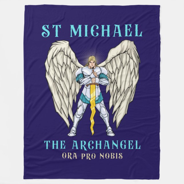  St Michael The Archangel Catholic Prayer  Fleece Blanket (Front)