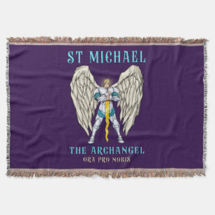St Michael The Archangel Catholic Prayer Throw Blanket