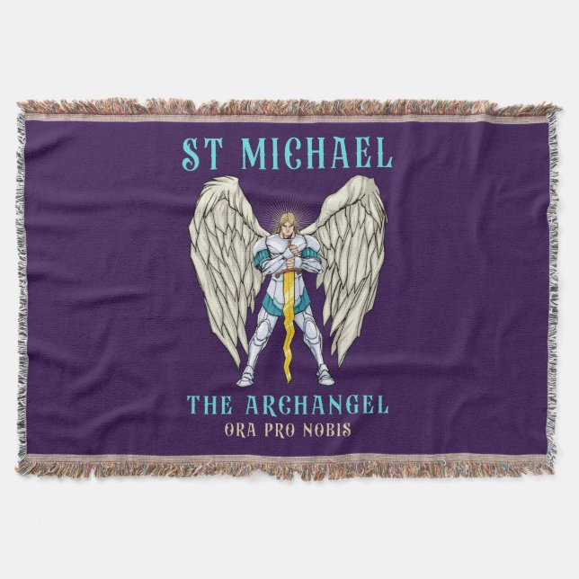 St Michael The Archangel Catholic Prayer Throw  Blanket (Front)
