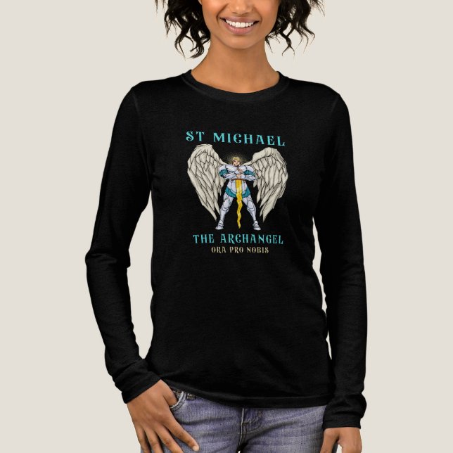 St Michael The Archangel Catholic Prayer  Tri-Blend Shirt (Front)