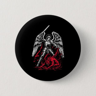St Michael The Archangel Defeats Satan Catholic  6 Cm Round Badge
