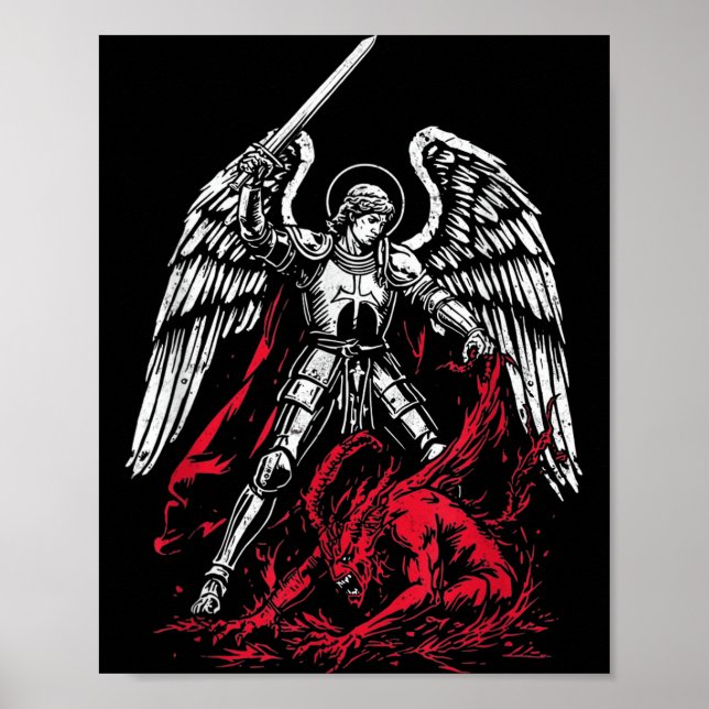St Michael The Archangel Defeats Satan Catholic  Poster (Front)