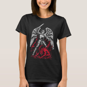 St Michael The Archangel Defeats Satan Catholic T-Shirt