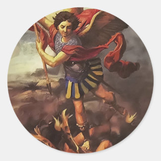 "St. Michael the Archangel, defend us in battle." Classic Round Sticker