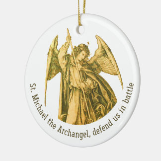 St. Michael the Archangel Gold Mediaeval Angel Ceramic Tree Decoration