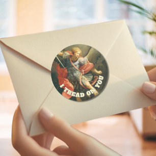 St. Michael the Archangel I TREAD ON YOU Religious Classic Round Sticker