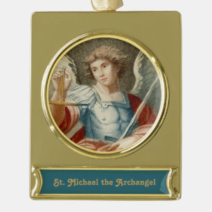 St. Michael the Archangel (M 010) Gold Plated Banner Ornament