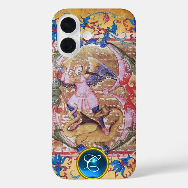 St. Michael the Archangel Monogram Antique Floral Case-Mate iPhone Case (Back)