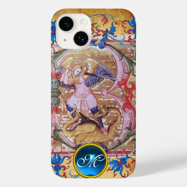 St. Michael the Archangel Monogram Antique Floral Case-Mate iPhone Case (Back)