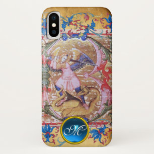 St. Michael the Archangel Monogram Antique Floral iPhone X Case