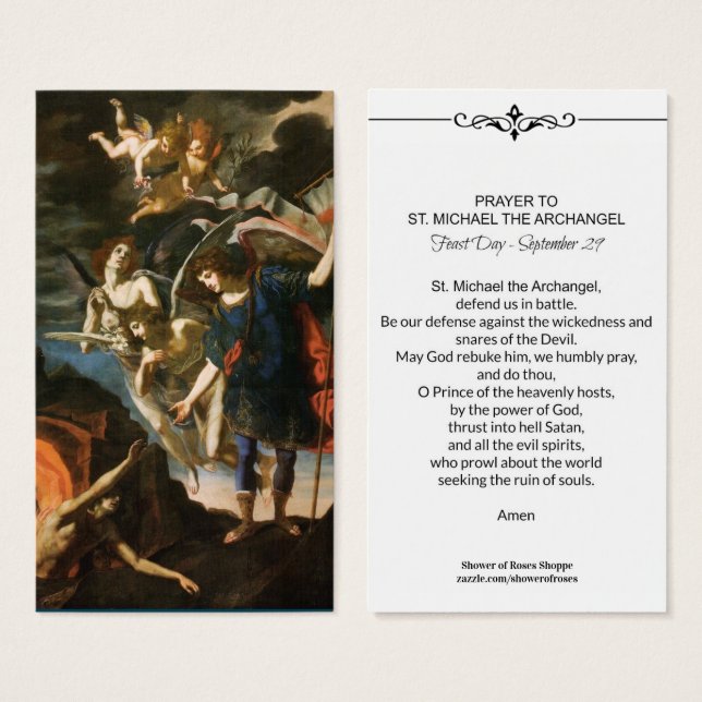 St. Michael the Archangel Prayer Holy Card (Front & Back)