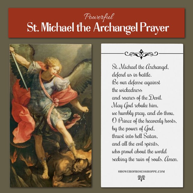 St. Michael the Archangel Prayer Holy Card (Powerful traditional Catholic St. Michael the Archangel prayer )