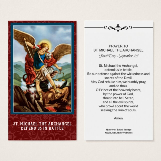 St. Michael the Archangel Prayer Holy Card (Front & Back)