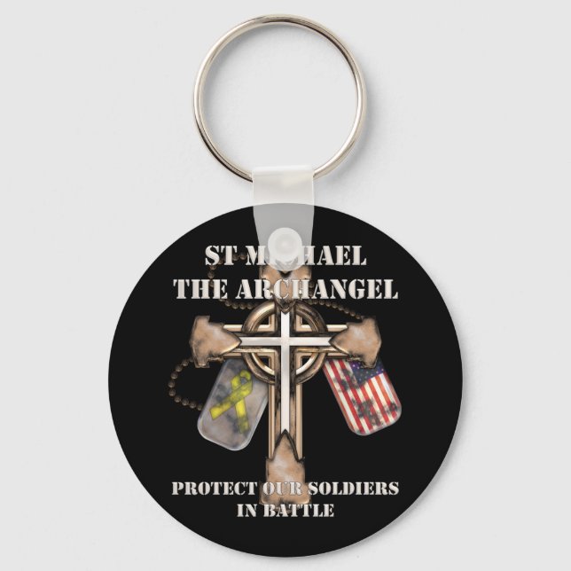 St Michael The Archangel - Protect Our Soldiers Key Ring (Front)