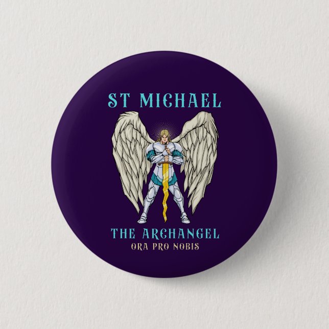 St Michael the Archangel Roman Catholic 6 Cm Round Badge (Front)