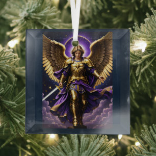 St Michael the Archangel Roman Catholic Glass Tree Decoration