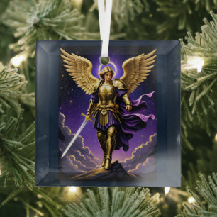 St Michael the Archangel Roman Catholic Glass Tree Decoration