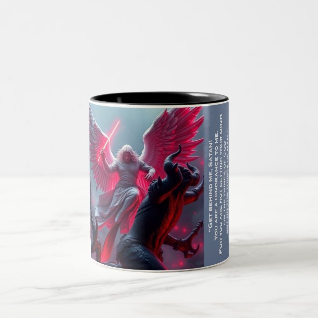 St. Michael the Archangel Slays Satan 2-tone Mug (Center)