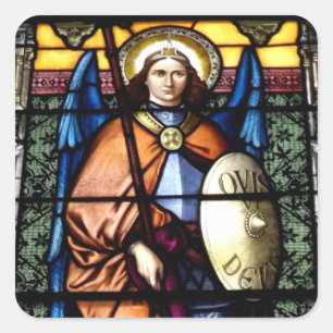 St. Michael The Archangel Stained Glass Window Square Sticker